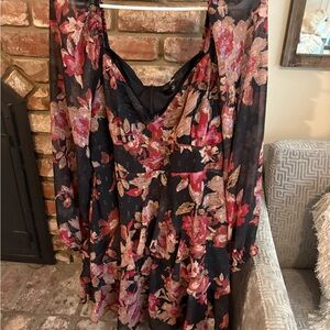 Lulus Floral Dress with Chiffon Sleeves